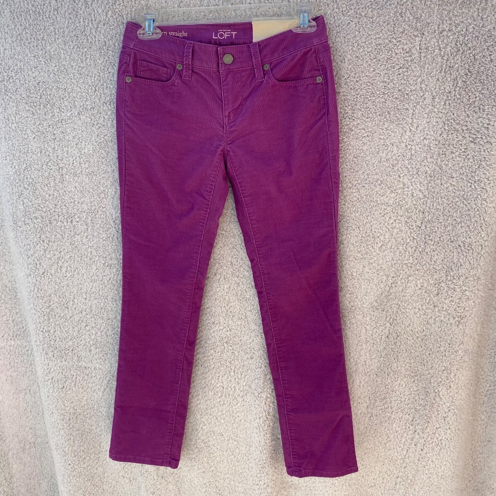 LOFT modern straight corduroy pants, magenta pink, size 24 petite - Picture 13 of 16
